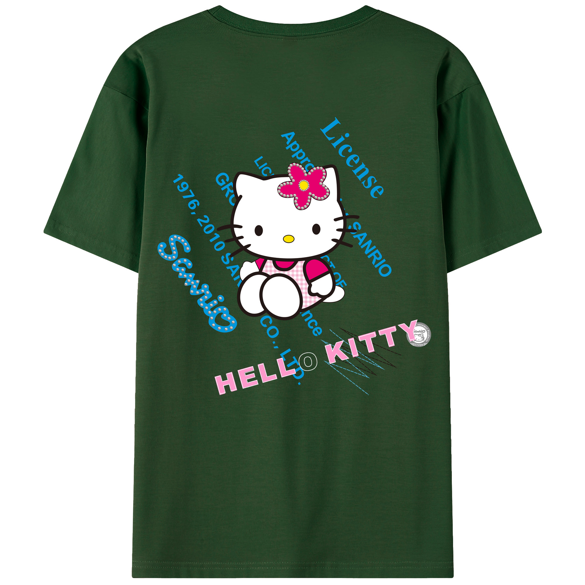 （画像用） Hello Kitty ハローキティ 綿100％半袖Tシャツ（背面プリント）